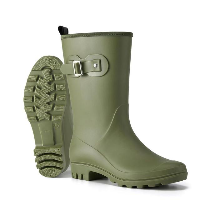 HISEA Women's Waterproof Rain Boots Wide Mid Calf Comfortable Rubber Shoes Lightweight Anti-slipping Rain Footwear for Outdoor Garden Farm Work