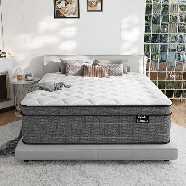 Ruoysun King Size Mattress, 12 Inch Firm Hybrid King Bed Mattress in a Box, with Gel Memory Foam and Individual Pocket Springs, Motion Isolation, Strong Edge Support & Pressure Relief
