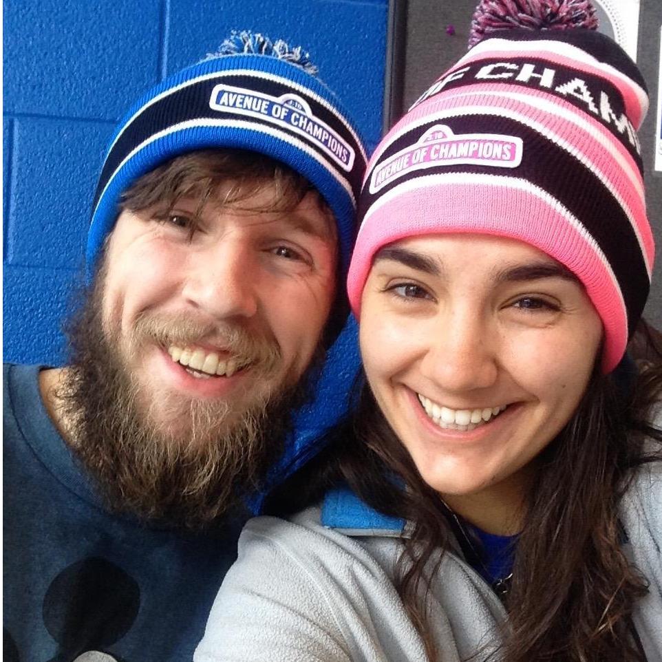 Valentine's Day 2017 hanging out in between classes with our new matching hats.