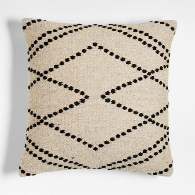 Byzan 23"x23" Ivory Kilim Throw Pillow with Down-Alternative Insert