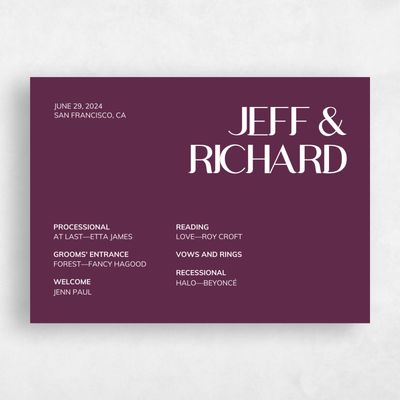 Plum, Purple Wedding Program - Millsboro