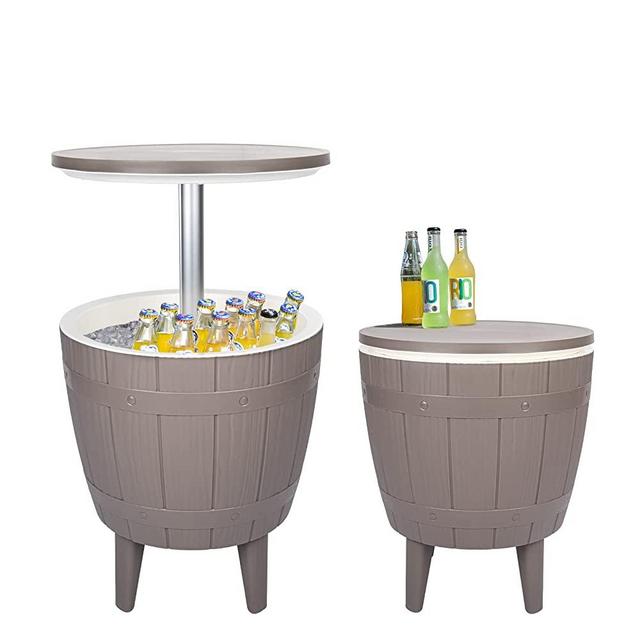 Vipush Outdoor Cooler Bar Table, Adjustable Patio Table with Cooler, Outdoor Cool Bar Pool Deck Patio Furniture for Party, Beer, Wine, Beverage Cooler, Garden Decor