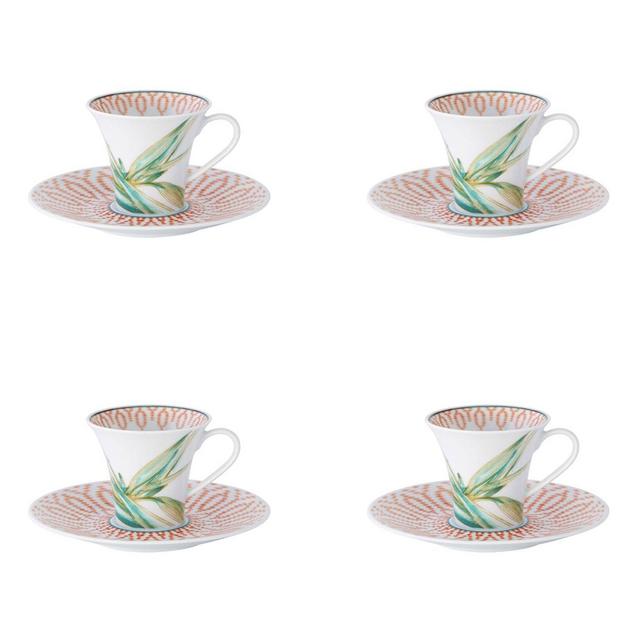 Vista Alegre Fiji Coffee Cup & Saucer, Set of 4