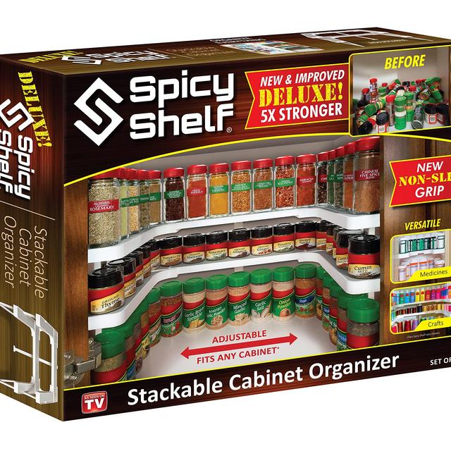 Spicy Shelf Deluxe - Expandable Spice Rack and Stackable Cabinet Pantry Organizer (1 Set of 2 shelves) - As seen on TV(Spicy Shelf Deluxe)