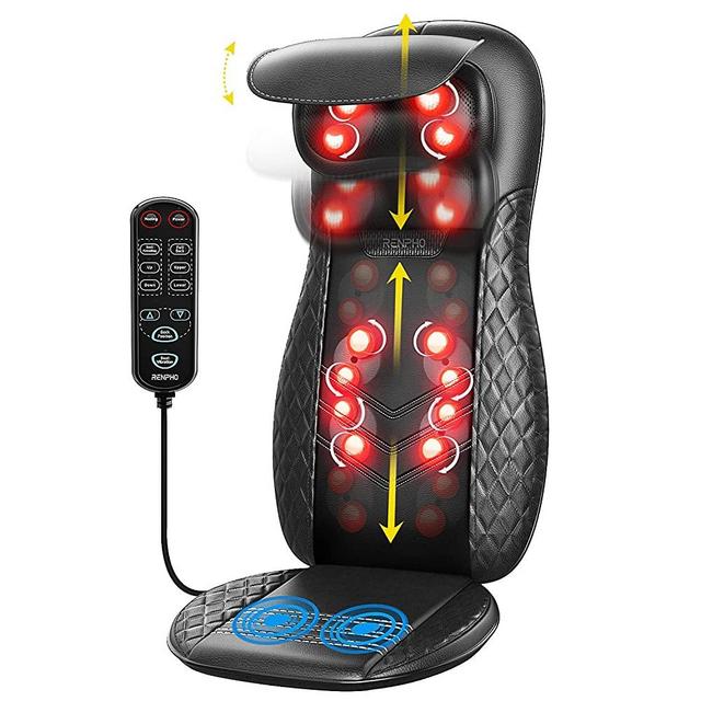 Back Massager with Heat, RENPHO Chair Massage Pad, Shiatsu Back and Neck Massager for Chair, Massage Cushion with Heat, Height Adjustable Massage Seat, for Shoulders, Full Body