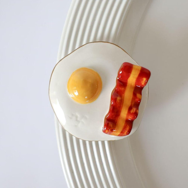 Nora Fleming Wakey Wakey (Eggs and Bacon) A440 - Hand-Painted Ceramic Unique Décor - Everyday Minis for The Home and Office