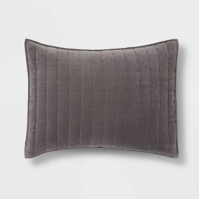 Standard Channel Stitch Velvet Quilt Sham Charcoal - Threshold™