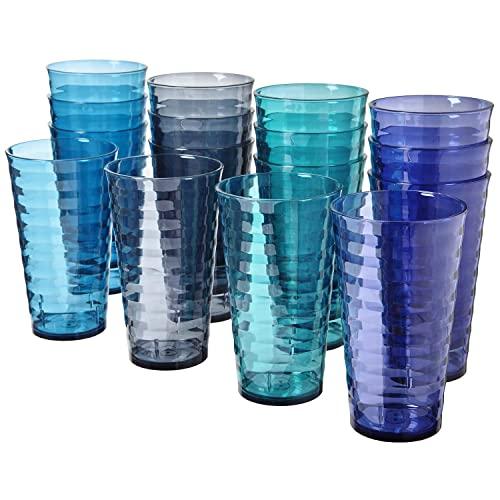 Kurala Unbreakable Plastic Tumbler Cups, Set of 6, Large Water Tumbler Set,  25 oz Highball Drinking Glasses (Clear)