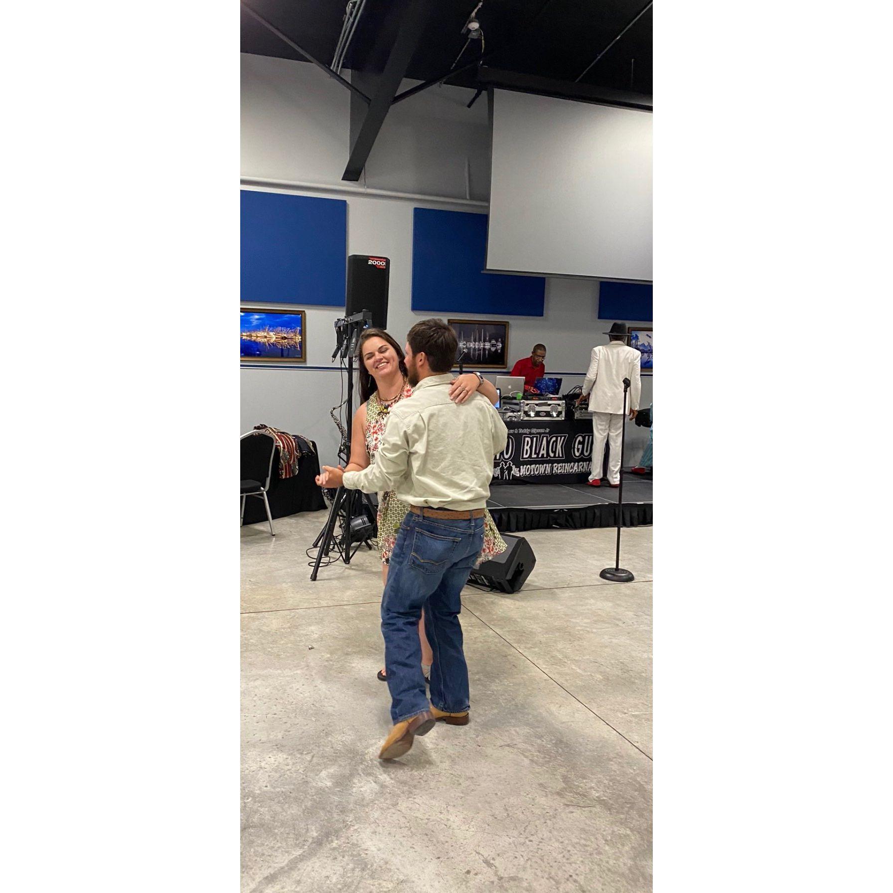 Dancing the night away at a charity event.