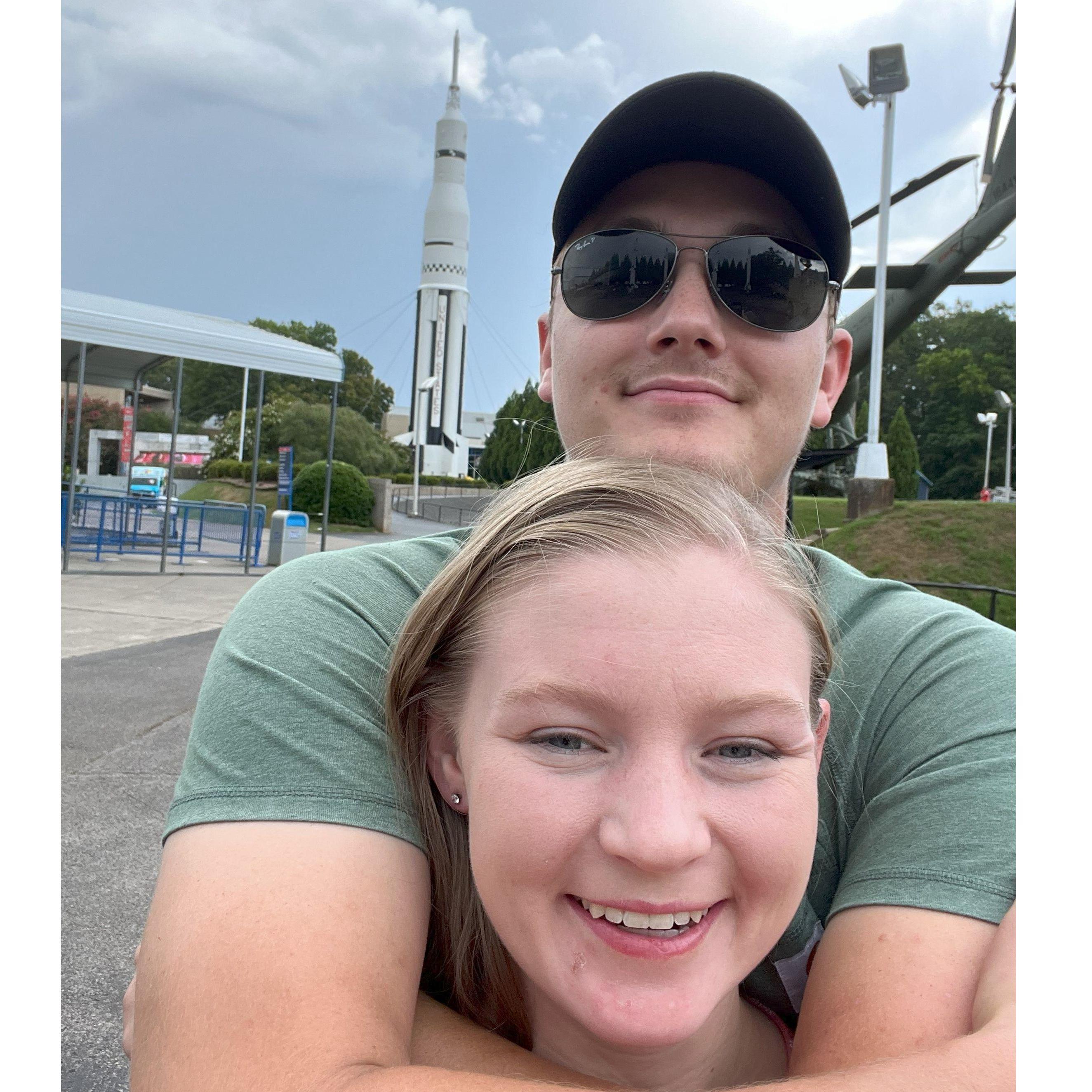 Taylor surprised Brandon for his birthday by taking him to the Space museum in Alabama.