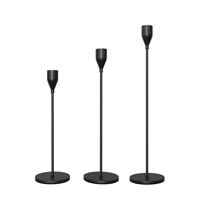 Matte Black Candle Holders for Taper Candles Set of 3，Metal Decorative Candlestick Holders for Table Mantel Centerpiece for Wedding, Dinning, Party, Anniversary，Fits 3/4 Inch Thick Candle