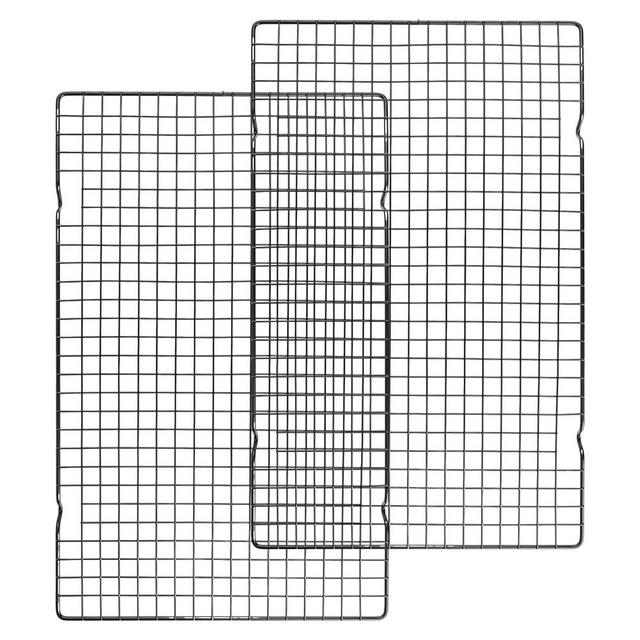 WINHONW 2pcs Cooling Racks for Cooking, Baking and Grilling, 16 * 10inch Iron Grid Wire Rack, Easy to Clean Safety
