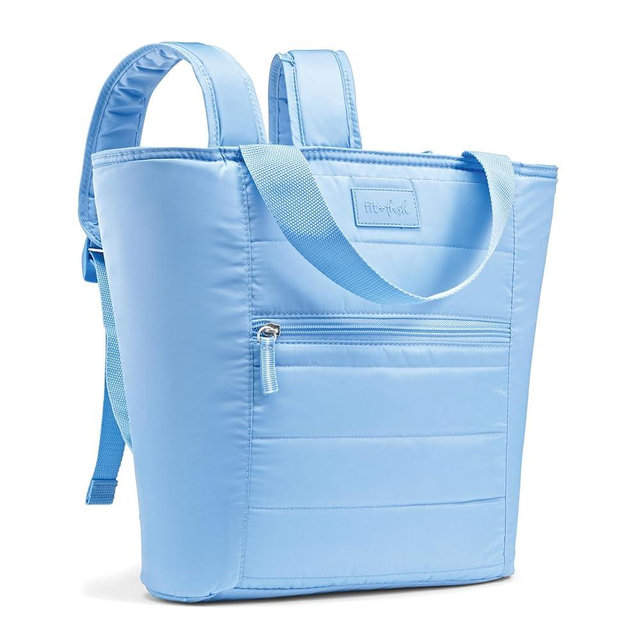 Fit & Fresh Insulated Cooler Bag, Leak Proof Waterproof Beach Cooler Backpack for Women, 18 Can Soft Insulated Tote for Travel & Lunch, Cornflower
