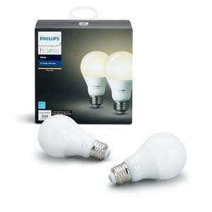 Philips Hue White A19 2-Pack 60W Equivalent Dimmable LED Smart Bulb (Compatible with Amazon Alexa, Apple HomeKit, and Google Assistant)