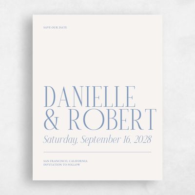Denim Blue Wedding Save the Date - Jaden Portrait