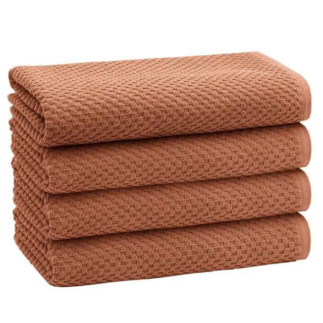 COTTON CRAFT Waffle Bath Towel - Set of 4 Luxurious Euro Spa Waffle Weave Towels - 100% Ringspun Cotton - Super Absorbent Quick Dry Bath Shower Towels - Oversized 30 inches x 56 inches - Mocha