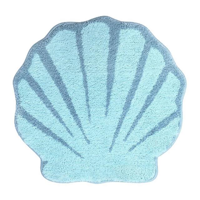 UNIBATH Seashell Bathroom Rugs and Mat Cute Beach Bath Mat for Cartoon Sea Bathroom Decor Aqua Blue Bath Rugs Plush Non-Slip Foot Mat Absorbent Bathtub Rug Washable