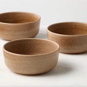 CB2 Drift Tan Soup Bowl with Reactive Glaze