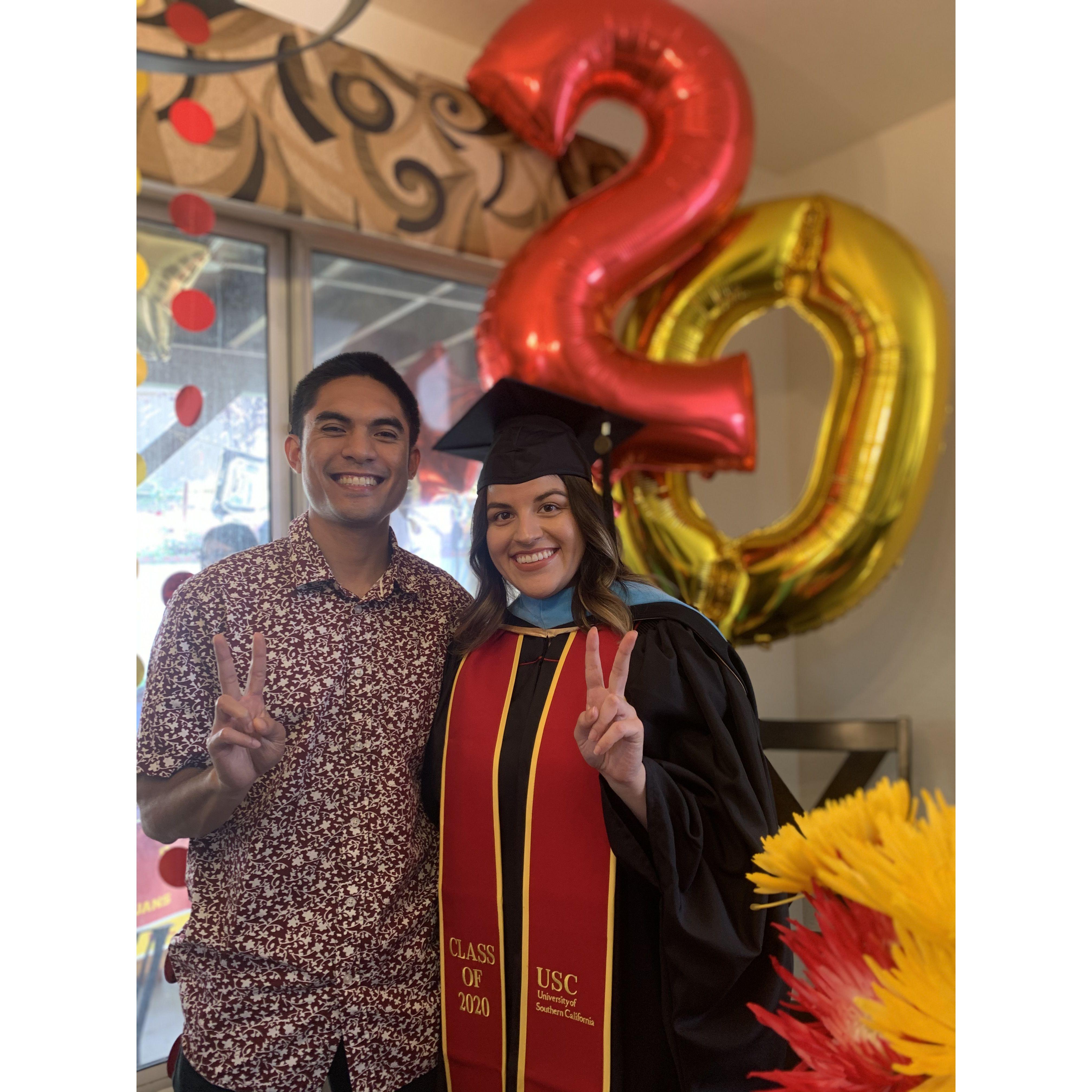 Celebrating Erika's Master's degree during COVID 2020!