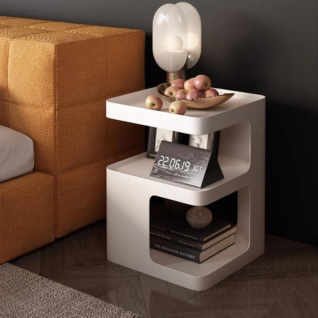 BUZUEY Side Table,Modern end Table,Metal nightstand,Bedside Table,3-Tier Accent Table with Storage for Bedroom,Living Room,Small Space,Couch.No Assembly Required