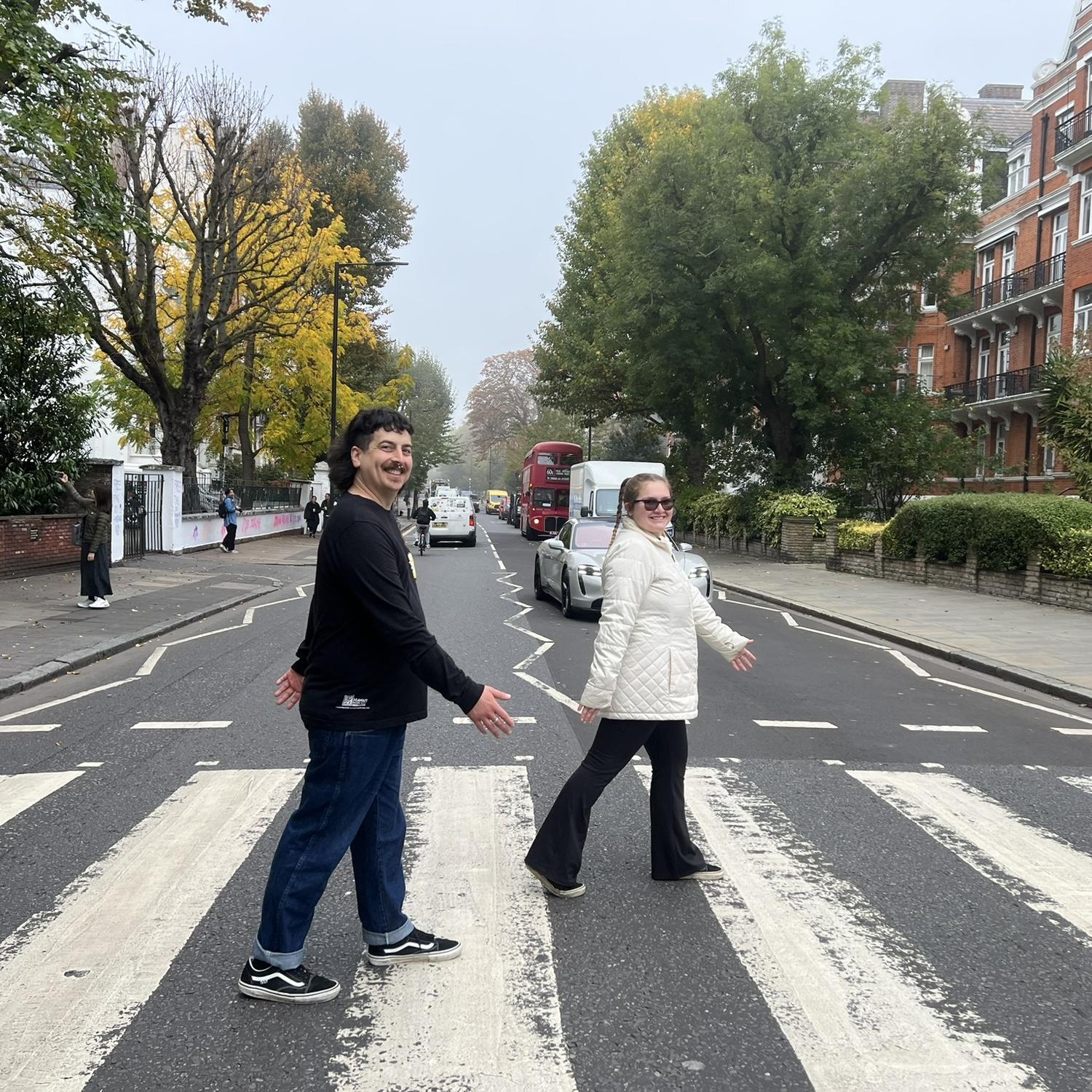 Impersonating The Beatles in London, England.