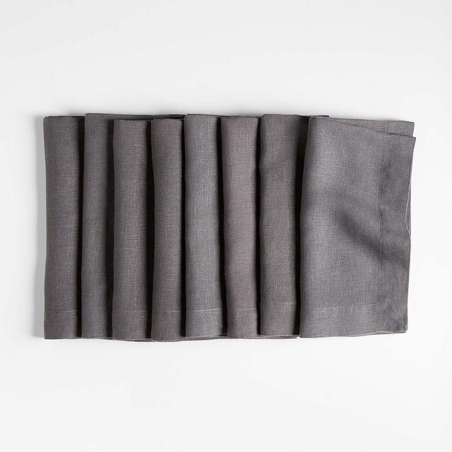Marin Storm Grey Organic Cotton Linen Napkins, Set of 8