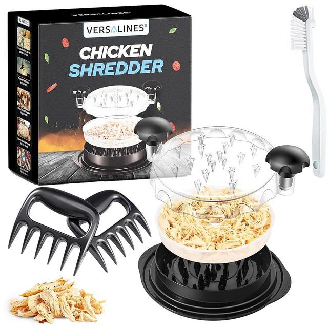 Chicken Shredder Tool Twist 10-inch Large with Insert Tray, Cleaning Brush, Meat Claws, Visible Meat Shredder Machine, Meat Grinder for Chicken Pork Beef Turkey - Upgraded Non-Slip Base, BPA Free