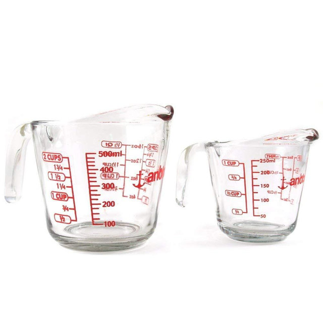 Anchor Hocking 2 Piece Glass Measuring Cup Set 16 oz and 8 oz