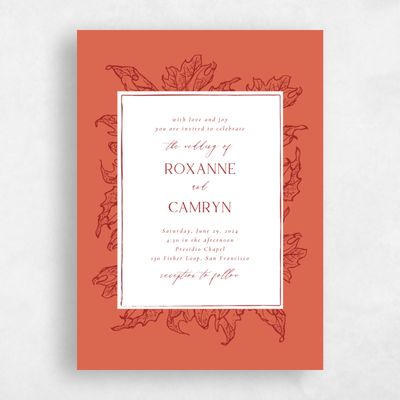 Burnt Orange Wedding Invitation - Velarde Portrait