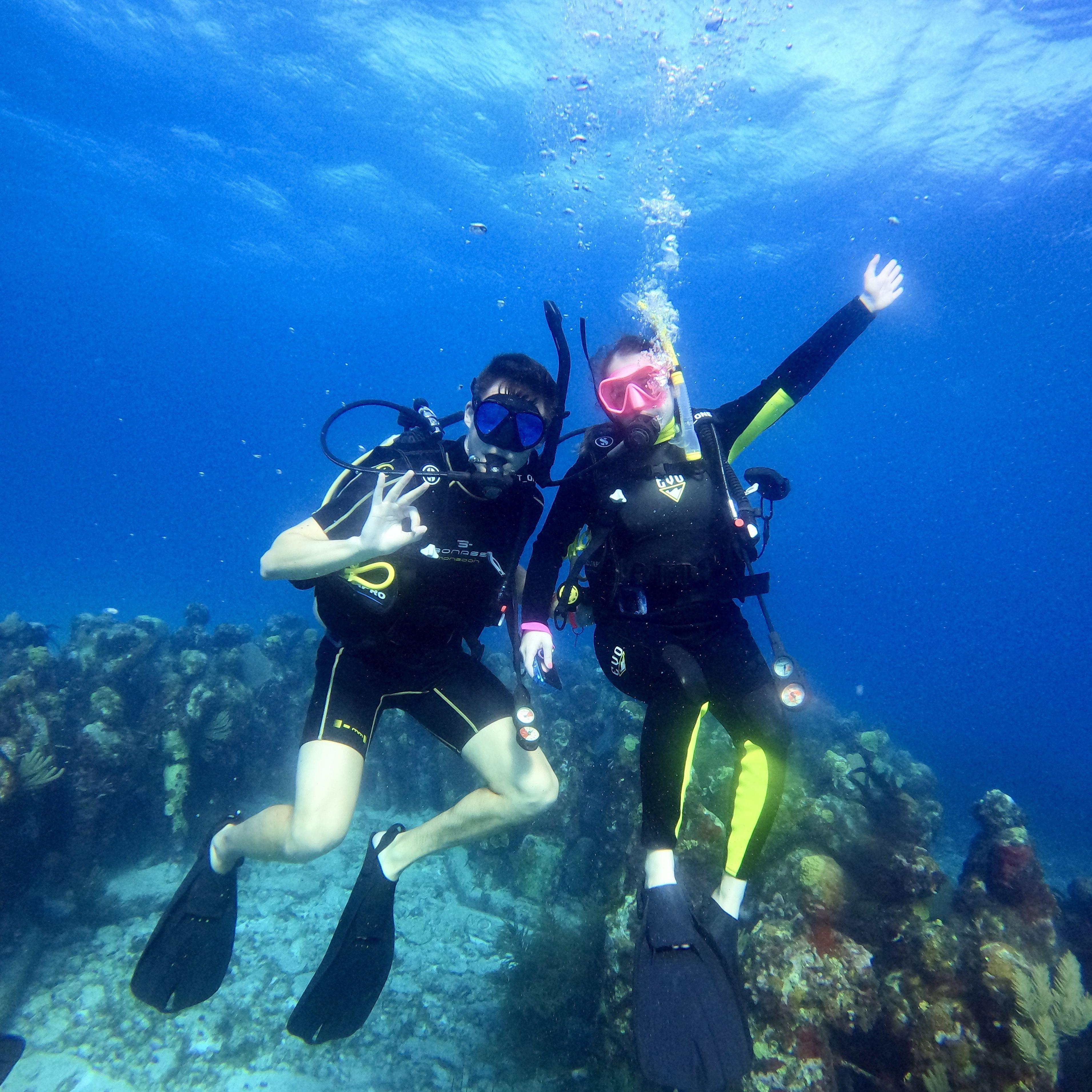 Exploring the underwater museum in Cancun, Mexico.