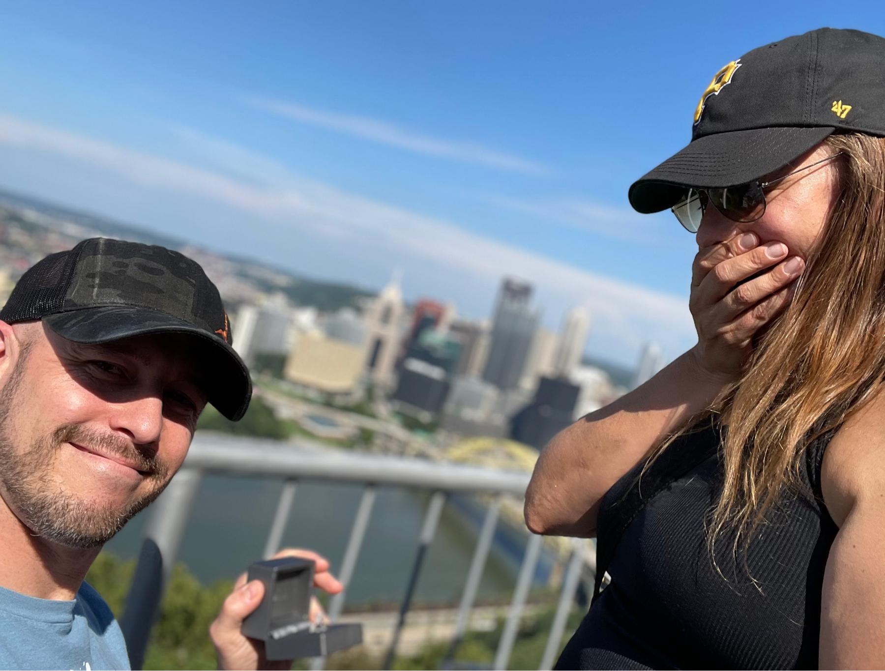Dale asked Kim to marry him at the top of the Duquesne Incline in her hometown of Pittsburgh
