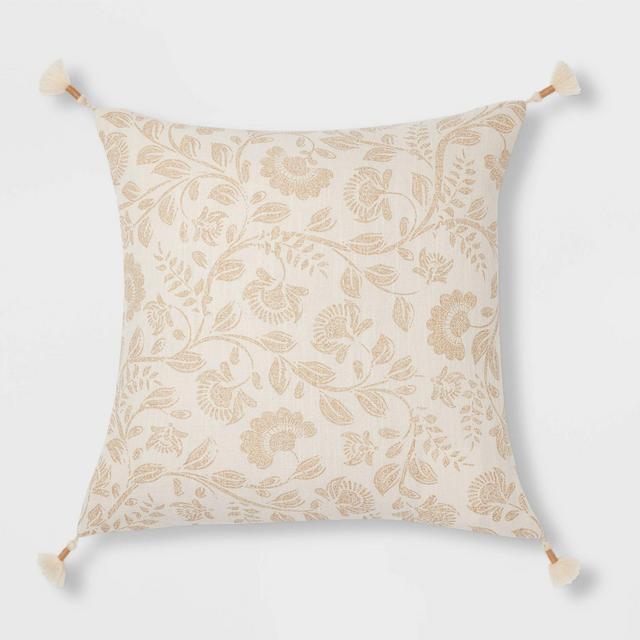 Jacobean Square Throw Pillow Neutral - Threshold™
