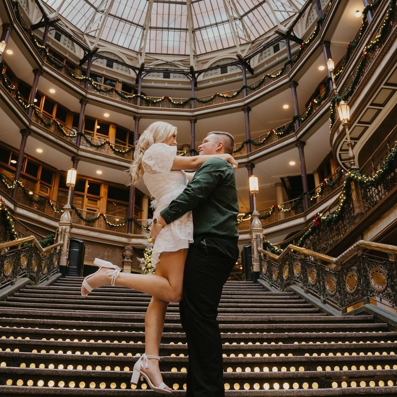 Engagement photos at The Arcade by John Paul Studios.