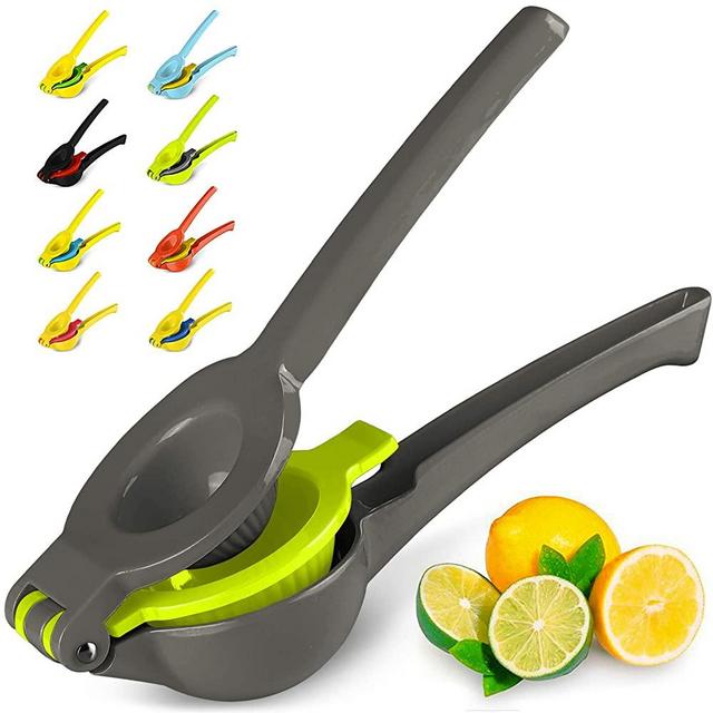 Top Rated Zulay Premium Quality Metal Lemon Lime Squeezer - Manual Citrus Press Juicer (Gray and Lime Punch)