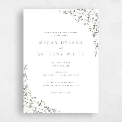 White Greenery Wedding Wedding Shower Invitation - Lenora