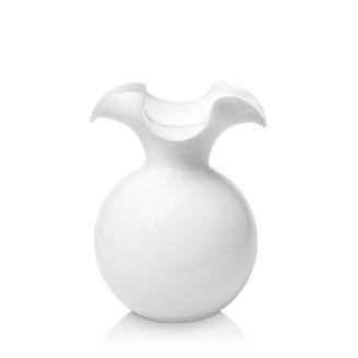 VIETRI Hibiscus Glass White Large Fluted Vase