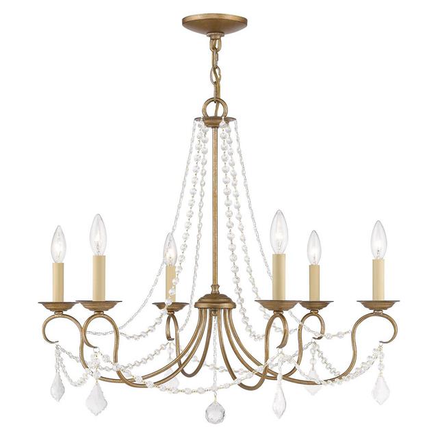 Doane 6 - Light Candle Style Classic / Traditional Chandelier with Crystal Accents