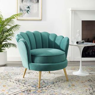 Admire Scalloped Edge Velvet Accent Armchair