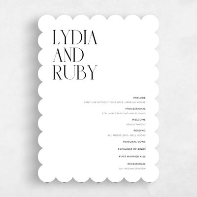 White Scalloped Wedding Program - Amberley