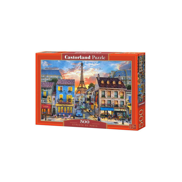 500 Piece Jigsaw Puzzle, Streets of Paris, France, Eiffel Tower, European puzzle, Adult Puzzles, Castorland B-52684