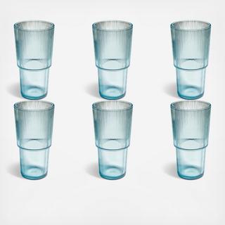 Ribbed Acrylic Jumbo Glass, Set of 6