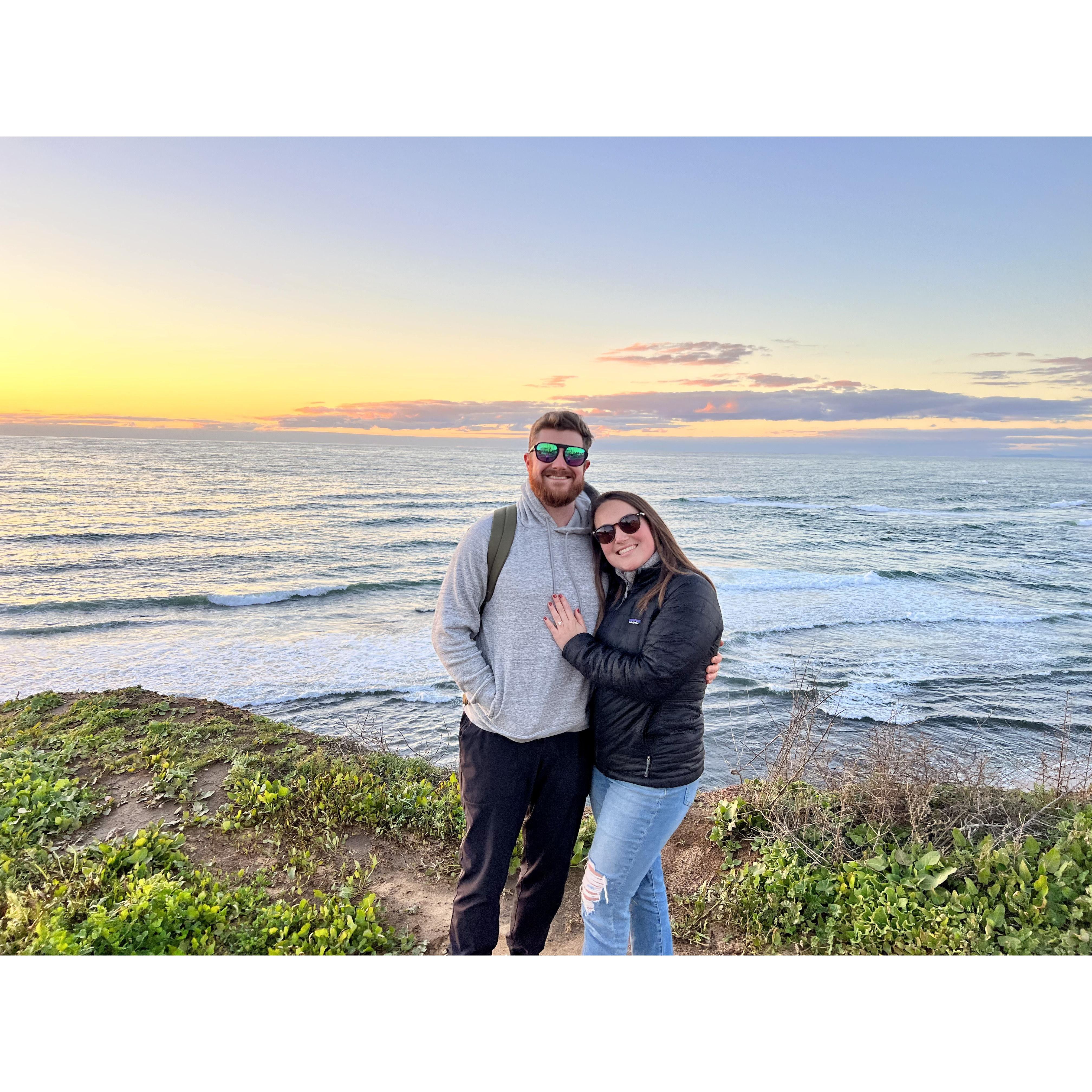 Celebrating being engaged at Sunset Cliffs!