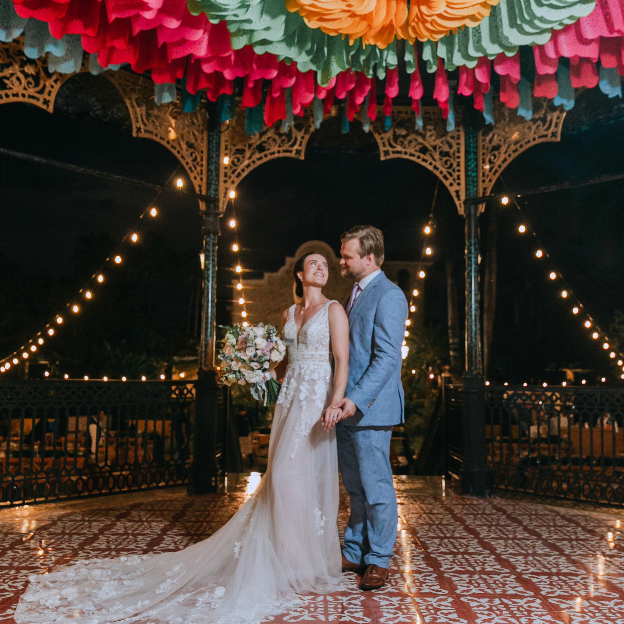 When a second bout of rain came through, we moved our party to the gazebo and danced under the lights to live saxophone!