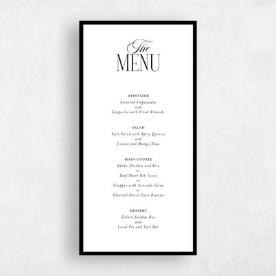 White Standard Wedding Menu - Ford Portrait