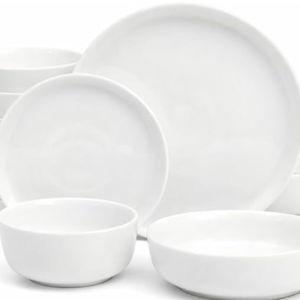 Gibson Home Oslo Dinnerware Set for 4, 16-Piece White Porcelain Plates and Bowls — Ceramic Dish Set | Microwave & Dishwasher Safe
