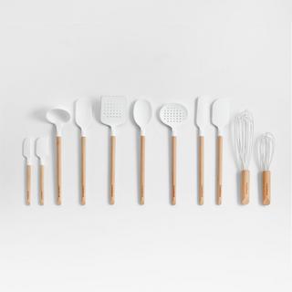 Silicone and Wood 11-Piece Utensils Set