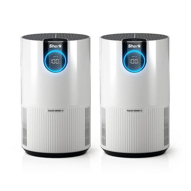 Shark HP102PK2 Clean Sense Air Purifier for Home, Allergies, 2 Pack, HEPA Filter, 500 Sq Ft Small Room, Bedroom, Office, Captures 99.98% of Particles, Dust, Smoke, Allergens, Portable, Desktop, White
