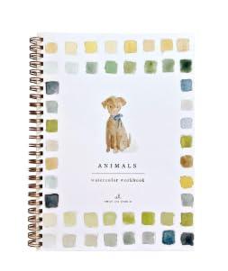 Animals Watercolor Workbook by Emily Lex Studio, 12 Beginner Friendly Sketched Illustrations, Lay Flat Spiral Pages, 6.5 x 9 inch, 120lb Watercolor Paper
