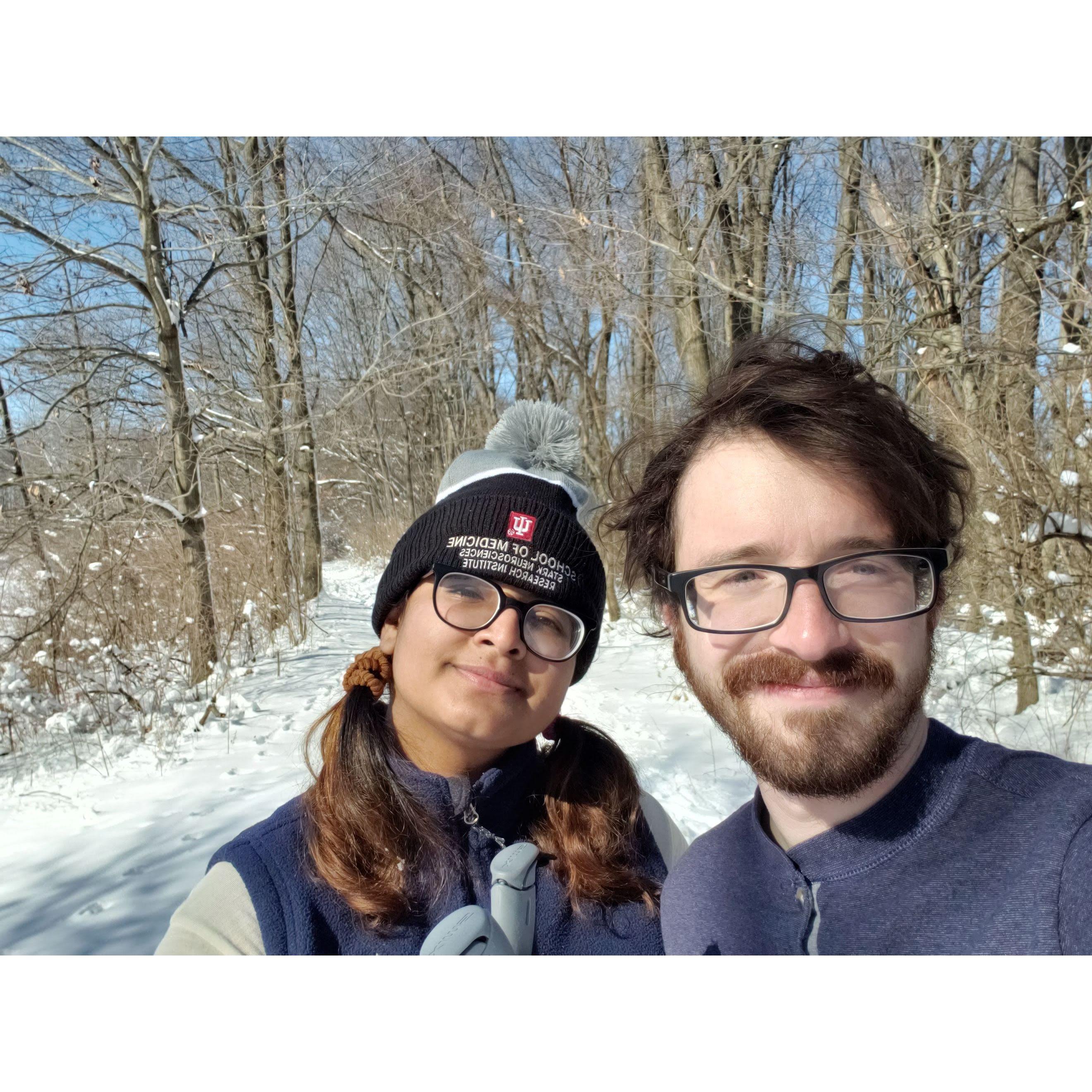 xc skiing together, Winter 2021