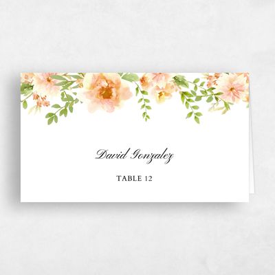 Peach, Orange Wedding Place Card - Tillage